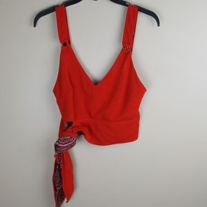 Free People slip over wrap around me crop top.